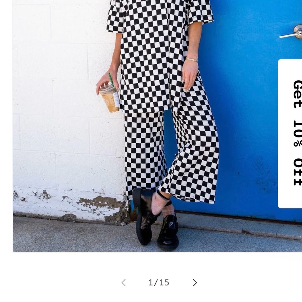 Dressed in LALA Black and White Checkerboard Lex Ribbed Playsuit